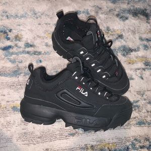 Black Suede Fila Disruptors